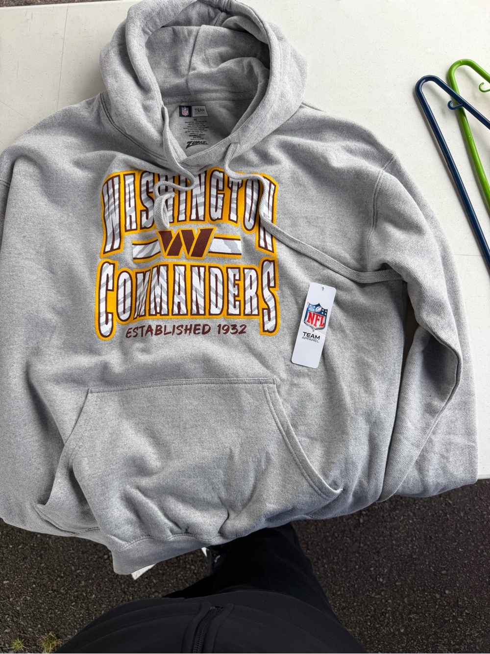 Washington Commanders Gray Pullover Hoodie with Team Script and Logo